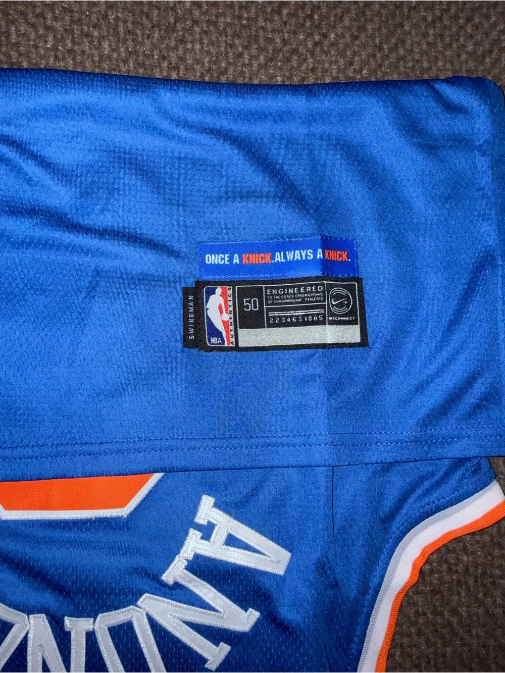 Nike Blue and Orange New York #8 Anunoby Basketball Jersey